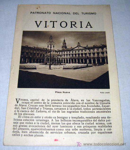 Folletos de turismo: ANTIGUO FOLLETO TURISTICO DE VITORIA - PATRONATO NACIONAL DE TURISMO - FOTO LLADO -  HUECOGRABADO MU