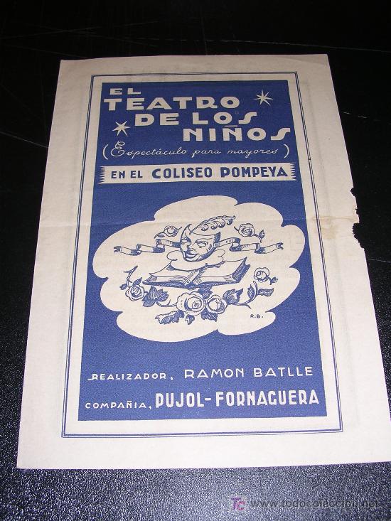 Folletos de turismo: FOLLETO EL TEATRO DE LOS NI&Ntilde;OS, EN EL COLISEO POMPEYA 1943