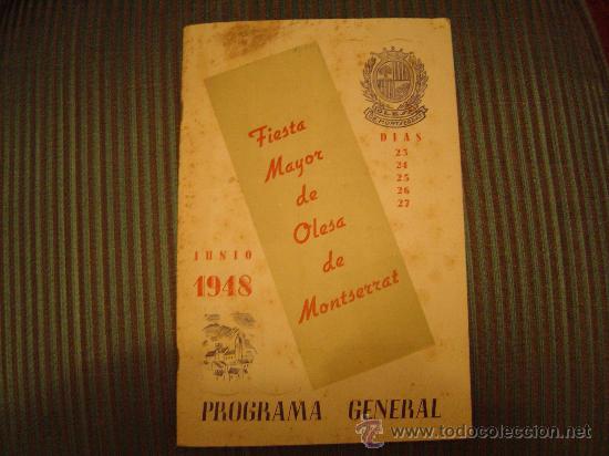 Folhetos de turismo: Programa Fiesta Mayor Olesa de Montserrat 1948