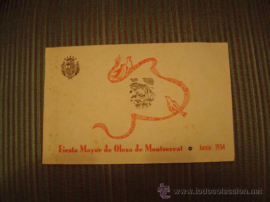 Folhetos de turismo: Programa Fiesta Mayor Olesa de Montserrat 1954