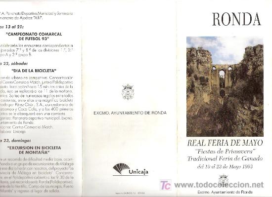 Travel Brochures: FOLLETO DE RONDA DE LA REAL FERIA DE MAYO - 1993