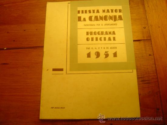 Tourismusbrosch&uuml;ren: Programa Fiesta Mayor LA CANONJA-Tarragona 1951