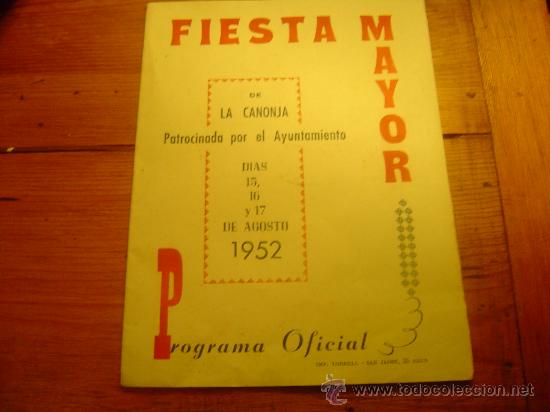 Tourismusbrosch&uuml;ren: Programa Fiesta Mayor LA CANONJA-Tarragona 1952