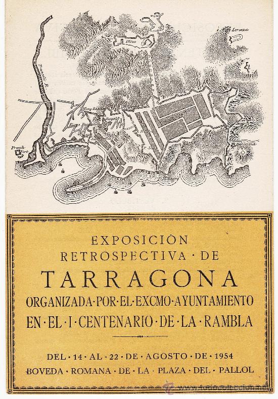 Tourismusbrosch&uuml;ren: folleto - exposicion retrospectiva de tarragona con motivo del centenario rambla - a&ntilde;o 1954