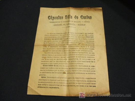 Brochures de tourisme: FOLLETO DE CAPSULAS SAIZ DE CARLOS - FARMACEUTICO Y LICENCIADO EN MEDICINA Y CIRUGIA -