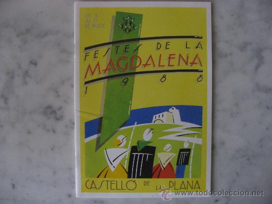 Folhetos de turismo: LLIBRET,FIESTAS DE LA MAGDALENA CASTELLON A&Ntilde;O 1988