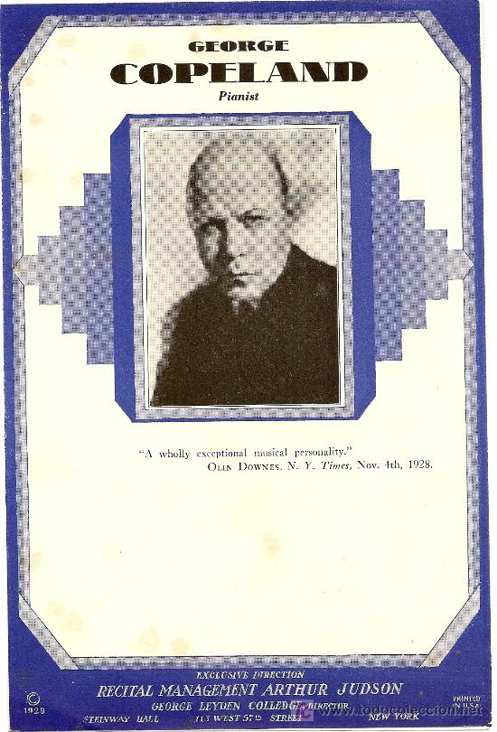 Folhetos de turismo: FOLLETO DEL PIANISTA GEORGE COPELAND. INGLES. NUEVA YORK. A&Ntilde;O 1929. MEDIDAS 23 x 15 cm
