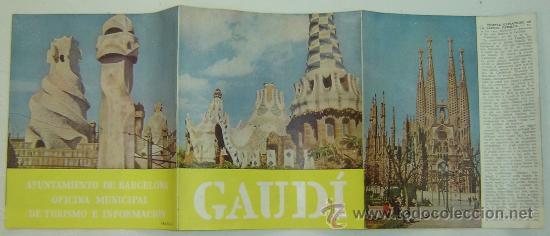 Folletos de turismo: ANTIGUO FOLLETO TURISTICO ITINERARIO GAUDI-DESPLEGABLE-LENGUA FRANCESA-OFICINA MUNICIPAL DE TURISMO-