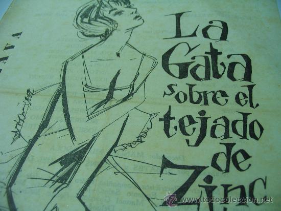 Tourismusbrosch&uuml;ren: folleto teatro Gata sobre el Tejado.de zinc Tennesee Williams .Aurora Bautista Teatro Eslava 1959.