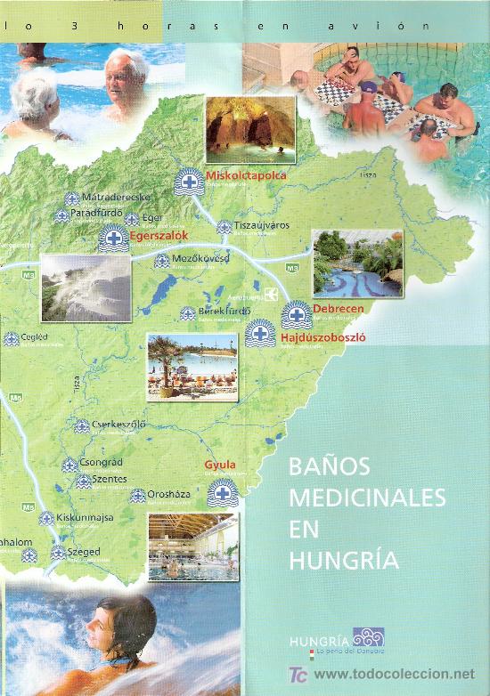 Folletos de turismo: Ba&ntilde;os medicinales en Hungr&iacute;a. Expo Zaragoza 2008.