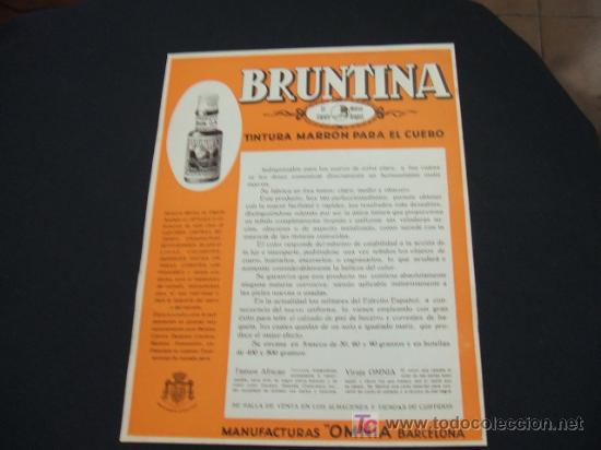 Brochures de tourisme: FOLLETO BRUNTINA - TINTURA MARRON PARA EL CUERO - MANUFACTURAS OMNIA - BARCELONA -