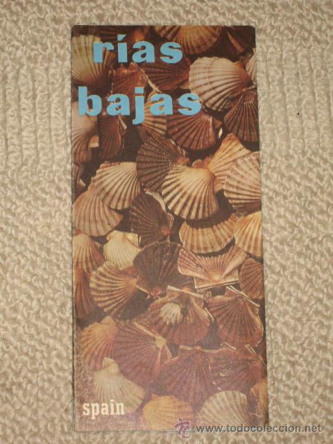 Travel Brochures: R&iacute;as bajas, Galicia. Folleto tur&iacute;stico desplegable con mapa. A&ntilde;os 60. En ingl&eacute;s. Pontevedra