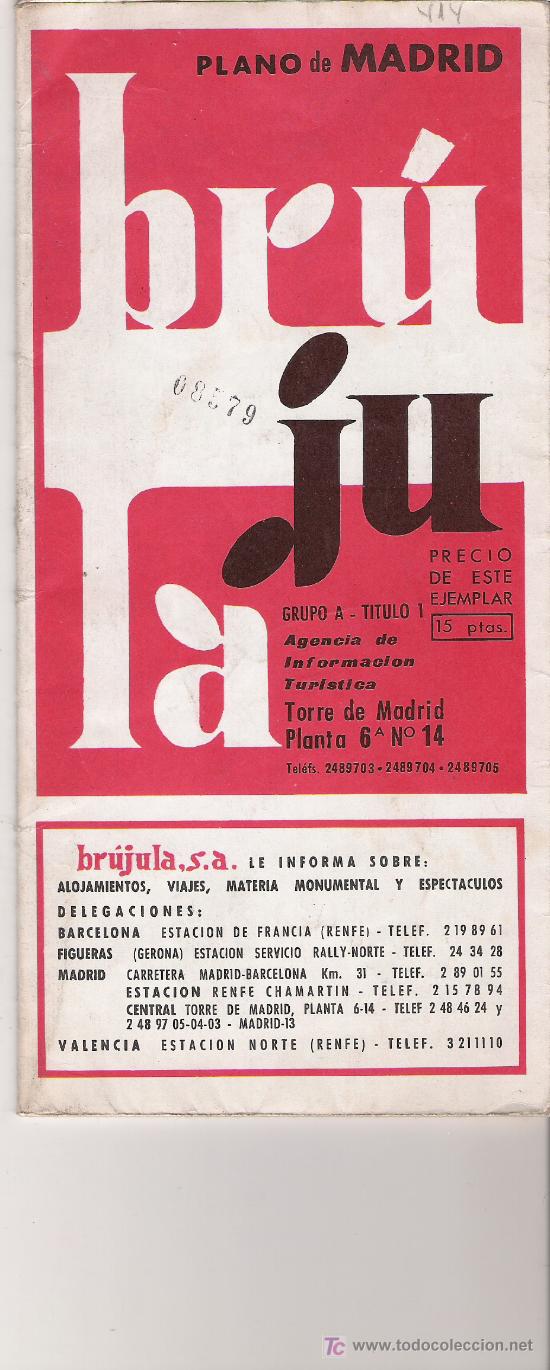 Travel Brochures: PLANO DE MADRID - BRUJULA - A&Ntilde;O 1975