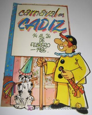 Folletos de turismo: PROGRAMA DE CARNAVAL DE C&Aacute;DIZ, DE 1985, CON PUBLICIDAD DE DOMECQ - Foto 1
