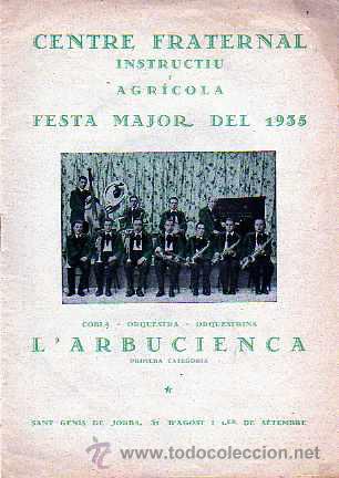 Tourismusbrosch&uuml;ren: PROGRAMA FESTA MAJOR 1935 SANT JENIS DE JORBA CENTRE FATERNAL
