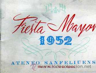Brochures de tourisme: PROGRAMA FIESTA MAYOR 1952 SAN FELIU DEL LLOBREGAT