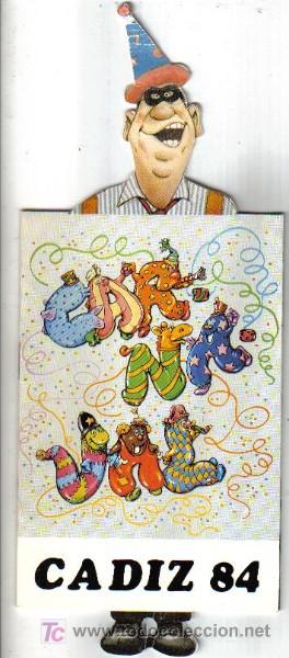 Folletos de turismo: PROGRAMA OFICIAL DEL CARNAVAL DE C&Aacute;DIZ DE 1984, CON PUBLICIDAD DE DOMECQ