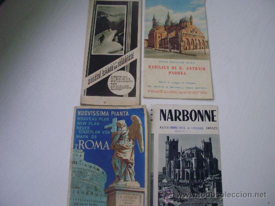 Folletos de turismo: 4 FOLLETOS DE TURISMO ANTIGUOS DE SUIZA - BASILICA DE SAN ANTONIO DE PADUA - NARBONA - ROMA (A&Ntilde;OS 50