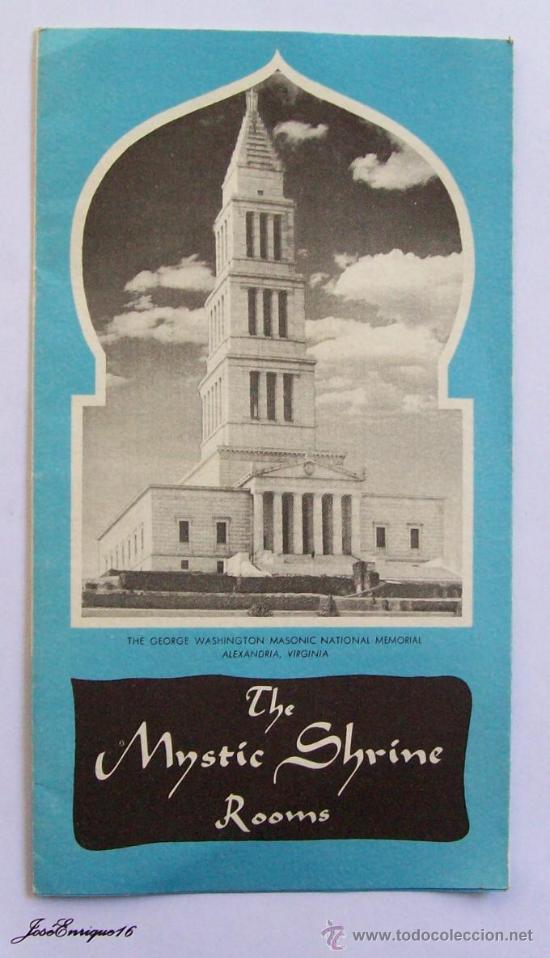 Folhetos de turismo: THE MYSTIC SHRINE ROOMS - WASHINGTON MASONIC NATIONAL. 1956, PRINTED IN USA. FOLLETO, BROCHURE