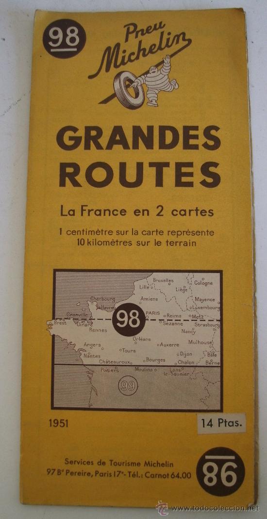 Ancien Feuillet Publicitaire MICHELIN – Carte Routière 1951