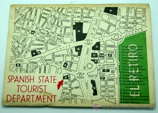Travel Brochures: Publicidad oficina informaci&oacute;n turismo plano Madrid Spanish State Tourist Department en ingl&eacute;s