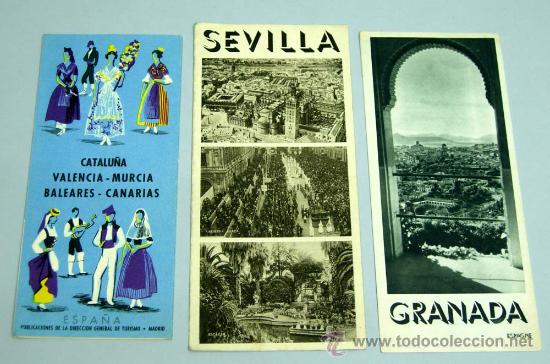 Tourismusbrosch&uuml;ren: 3 folleto Patronato Nacional Turismo Granada Sevilla Valencia Murcia Canarias Catalu&ntilde;a