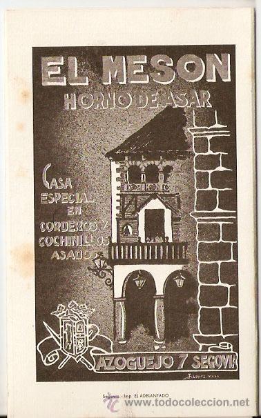 Tourismusbrosch&uuml;ren: EL MESON de CANDIDO. Segovia. Con autografo . 1951. 15 x 36 cms. -Vell i Bell