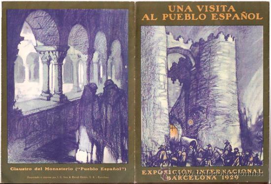 Travel Brochures: Barcelona 1929, Exposicion Internacional. Pueblo Espa&ntilde;ol.. 15 x 36 cms. -Vell i Bell