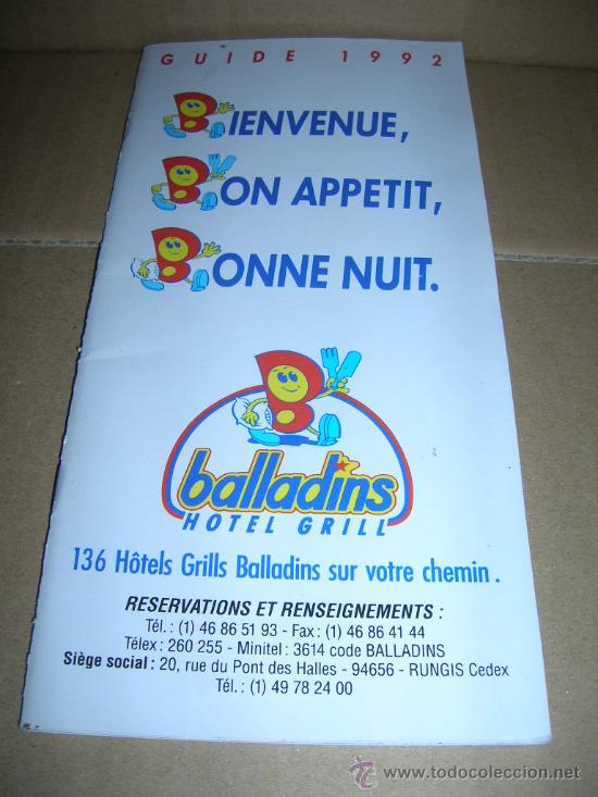 Tourismusbrosch&uuml;ren: Balladins Hotel Grill. Guide 1992.