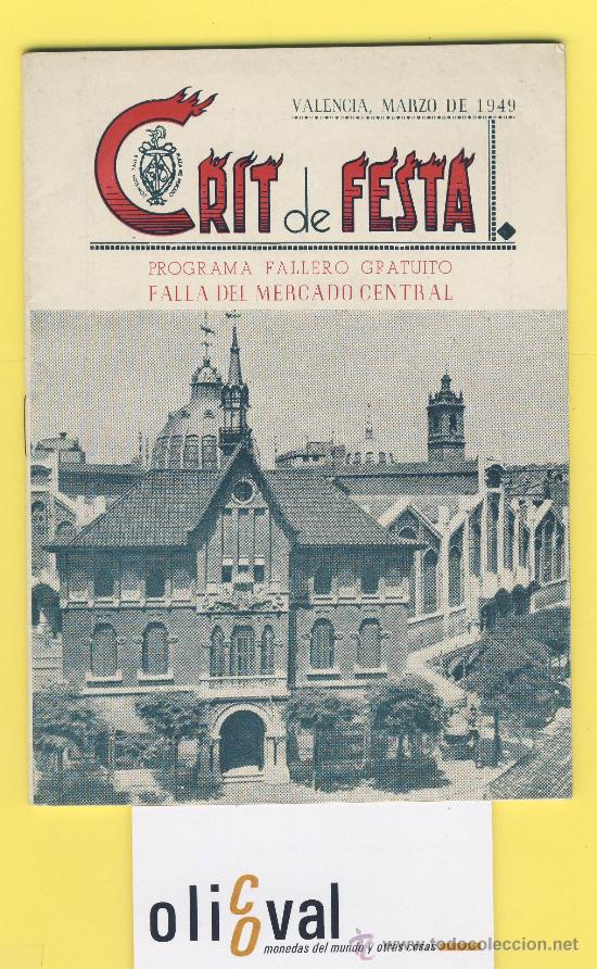 Tourismusbrosch&uuml;ren: VALENCIA FALLA MECADO CENTRAL 1948 CRIT DE FESTA  ARTISTA  REGINO M&Aacute;S