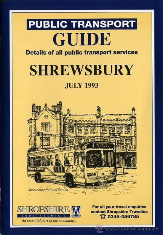 Travel Brochures: FOLLETO GUIA - TRANSPORTE PUBLICO SHREWBURY 1993 - REINO UNIDO - AUTOBUS