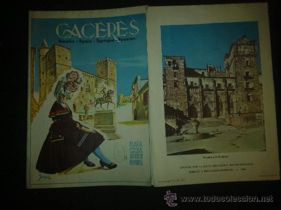Travel Brochures: Mapa guia turistico provincial C&aacute;ceres. Espa&ntilde;a. 1959. Plano mas im&aacute;genes.