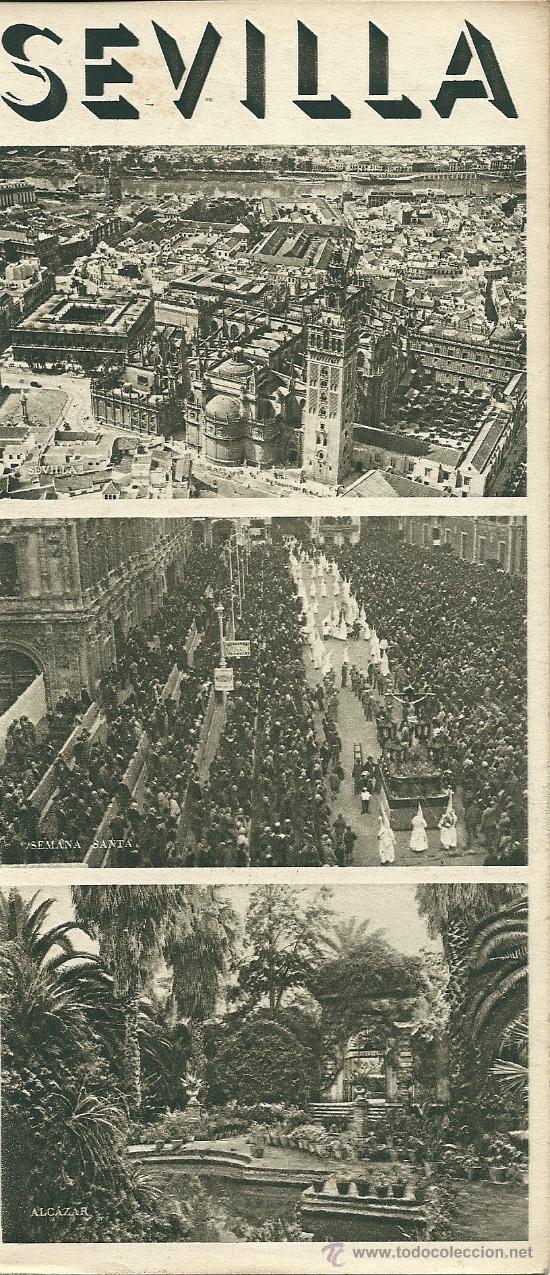 Tourismusbrosch&uuml;ren: SEVILLA, TRIPTICO DESPLEGABLE CON FOTOS * ANTIGUO FOLLETO TURISTICO