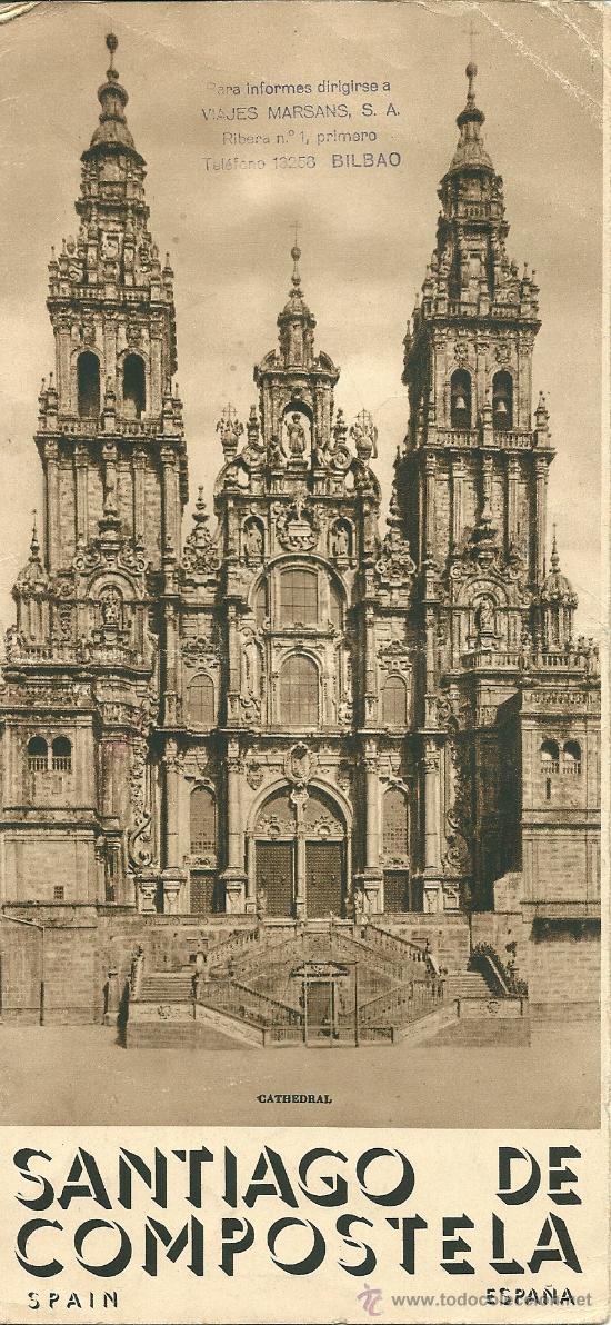 Tourismusbrosch&uuml;ren: SANTIAGO DE COMPOSTELA , TRIPTICO DESPLEGABLE CON FOTOS DEL PATRONATO NACIONAL DE TURISMO, EN INGLES