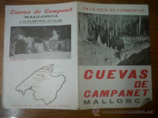 Folletos de turismo: CUEVAS DE CAMPANET RUTA DE FOMENTOR MALLORCA 1965