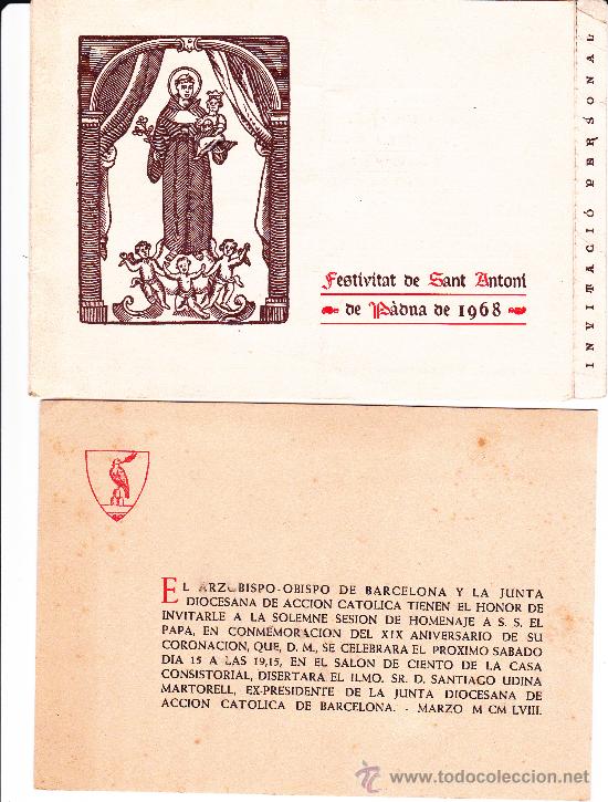 Folletos de turismo: Festividad de San Antoni de P&agrave;dua 1968 Barcelona