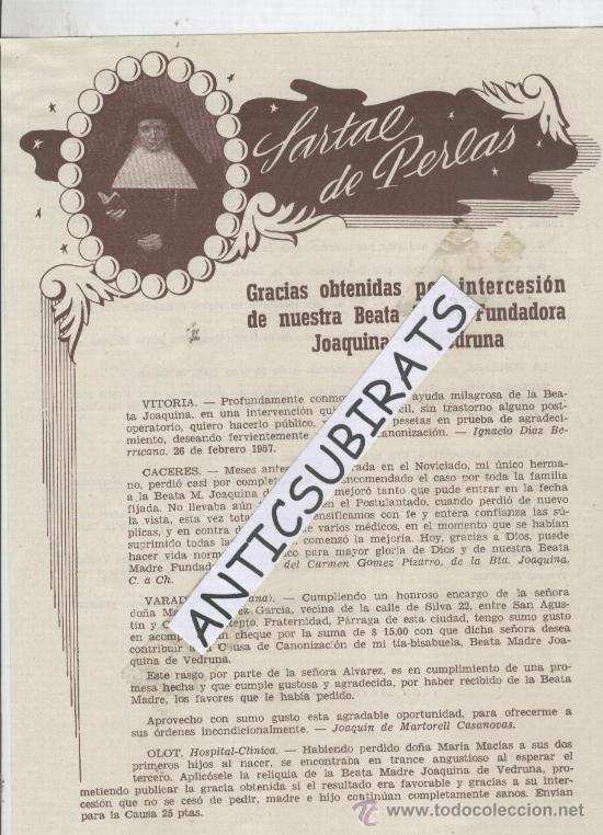 Tourismusbrosch&uuml;ren: FOLLETO.A&Ntilde;OS 50. JOAQUINA DE VEDRUNA.CARMELITAS.GRACIAS.OLOT.VILAFRANCA DEL PENEDES.GOYAN.CASTELLON.