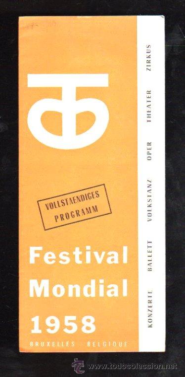 Tourismusbrosch&uuml;ren: FOLLETO DE TURISMO TEATROS EN LA EXPOSICION MUNDIAL DE BRUSELAS 1958