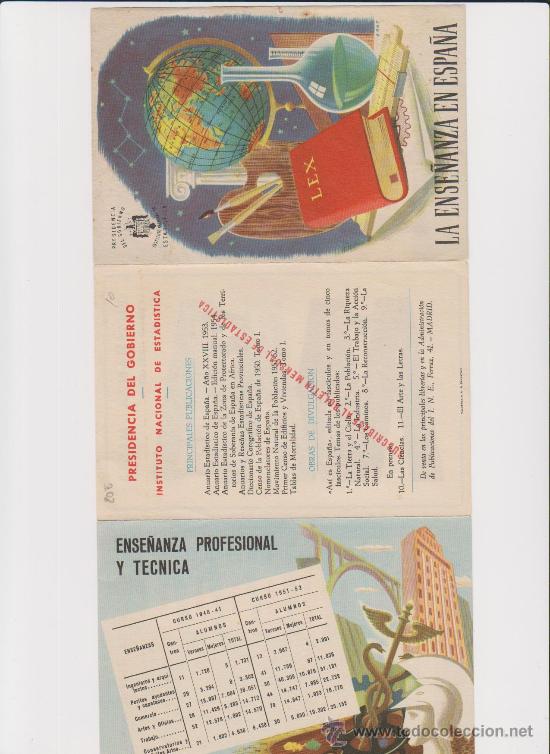 Brochures de tourisme: FOLLETO DEL MINISTERIO DEL GOBIERNO CON LAS CIFRAS DE LA ENSE&Ntilde;ANZA EN ESPA&Ntilde;A EN EL A&Ntilde;O 1951-52