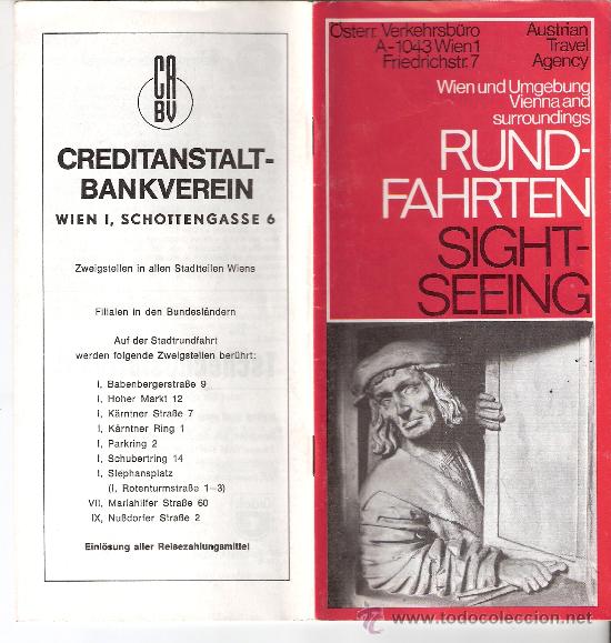 Tourismusbrosch&uuml;ren: Viena y alrrededores. VERKEHRSB&Uuml;RO. 20 x 10 cmtrs. 48 p&aacute;ginas. 1970.