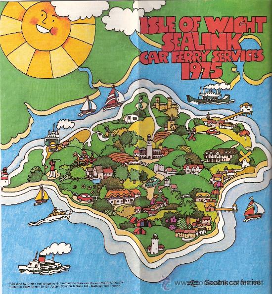 Tourismusbrosch&uuml;ren: Isle of Wight. Sealink car ferry services. 1975. Desplegable ( 14 caras).