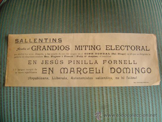 Tourismusbrosch&uuml;ren: Pamfleto o folleto politico-Sallentins Acudiu al Grandios miting Electoral