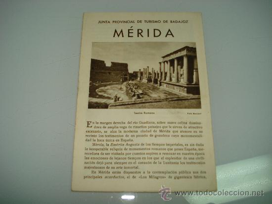 Folletos de turismo: Antiguo Folleto Librito de M&Eacute;RIDA. A&ntilde;o 1950s.