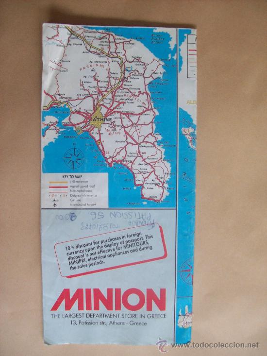 Folhetos de turismo: MAP OF ATHENS AND GREECE. MINION