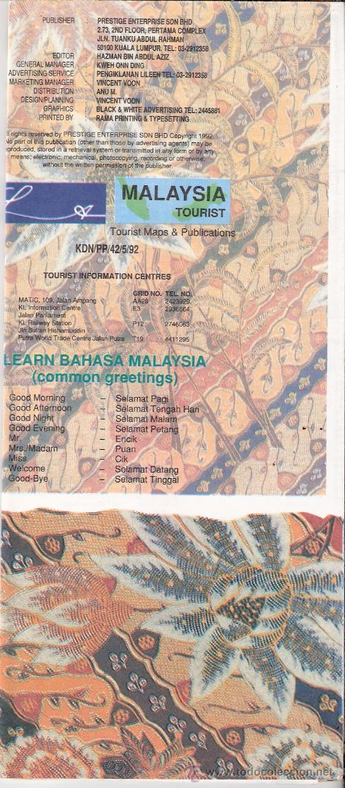 Map Of Kuala Lumpur Malaysia Tourist Map Mal Buy Old Travel - folletos de turismo map of kuala lumpur malaysia tourist map malasia