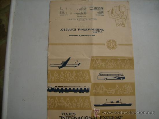 Folhetos de turismo: WATA,VIAJES INTERNACIONAL EXPRESO.VALENCIA,PRESUPUESTO DEL A&Ntilde;O 1959.VER FOTOS ADICIONALES.