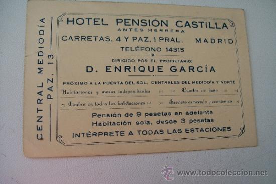 Travel Brochures: TARJETA: HOTEL PENSI&Oacute;N CASTILLA ( antes Herrera)-MADRID-DIR.PROPIETARIO ENRIQUE GARC&Iacute;A-S/F