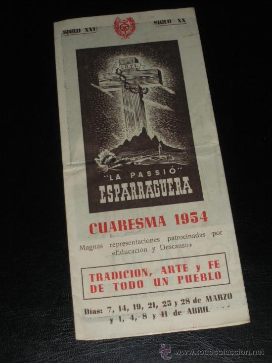 Brochures de tourisme: LA PASSIO ESPARRAGUERA, CUARESMA 1954. DESPLEGABLE.