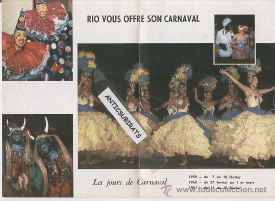 Folhetos de turismo: FOLLETO TURISTICO.CARNAVAL DE RIO DE JANEIRO BRASIL A&Ntilde;O 1959 RARO VINTAGE