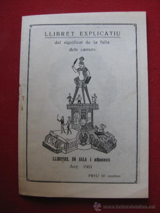Folletos de turismo: FALLAS VALENCIA LLIBRET DE LA FALLA LLIBRERS EN SALA I ADYACENTS 1960